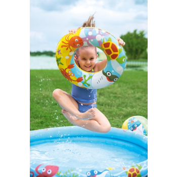 Dmuchany Basen 3w1 dla dzieci 122x20cm Tropikalny BESTWAY + Kółko do pływania + Piłka plażowa